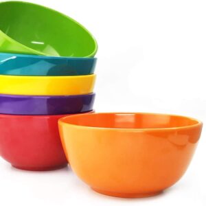 Set of 6-Inch Spherical Multicolor Break-Resistant BPA-Free Melamine Salad, Soup, and Cereal Bowls for Residence, Dinner Events, and Picnics