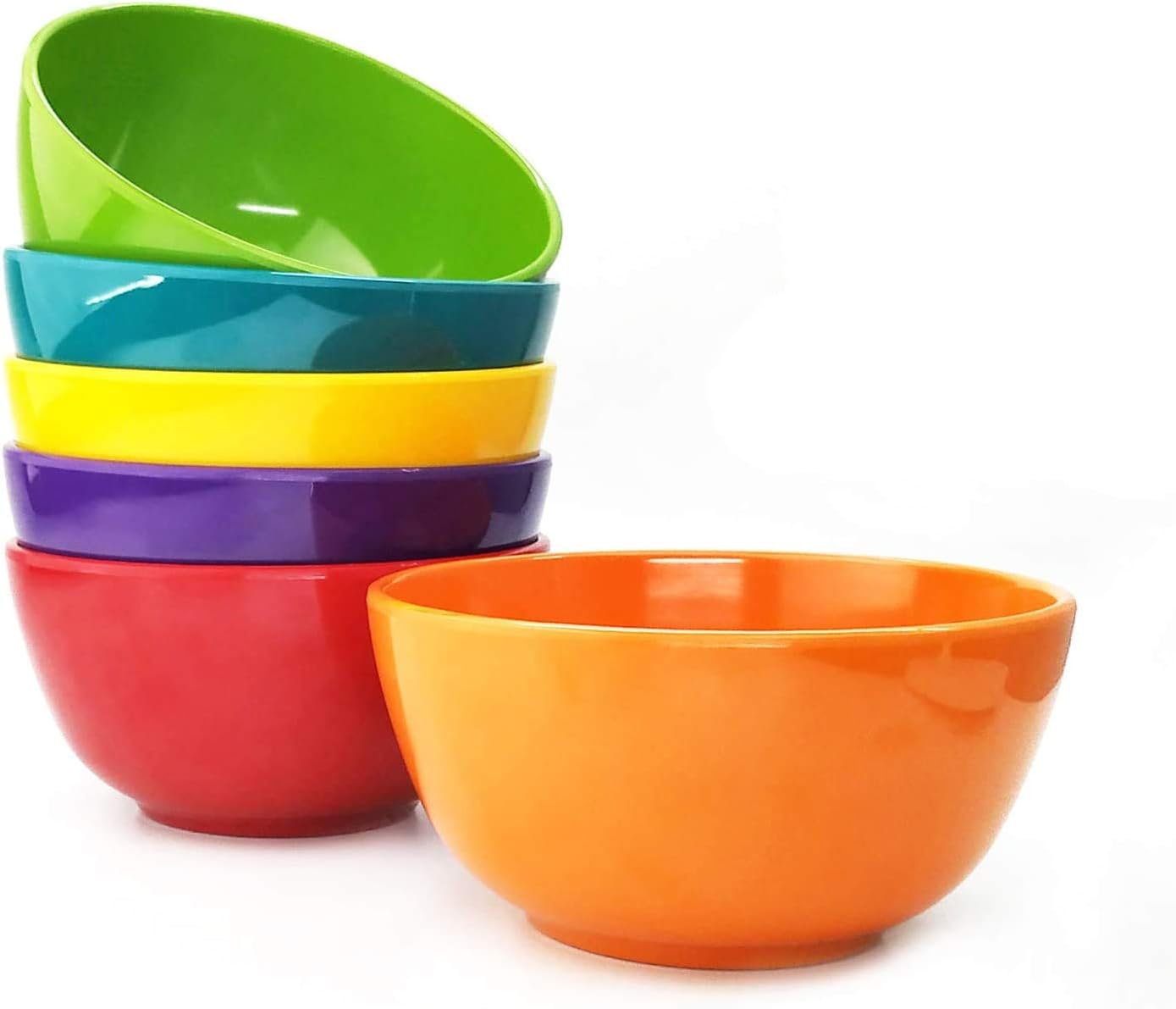 Set of 6-Inch Spherical Multicolor Break-Resistant BPA-Free Melamine Salad, Soup, and Cereal Bowls for Residence, Dinner Events, and Picnics