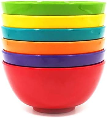 Set of 6-Inch Spherical Multicolor Break-Resistant BPA-Free Melamine Salad, Soup, and Cereal Bowls for Residence, Dinner Events, and Picnics